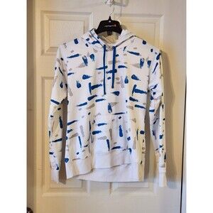 Under Armour women size Large Artistic Gray And Blue Slashes Hoodie